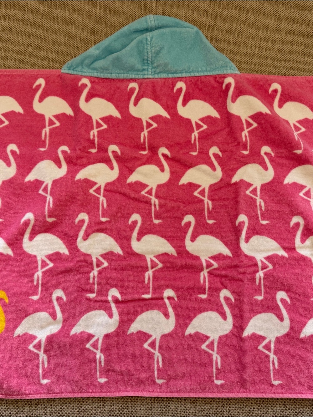 Pottery Barn Kids Pink Flamingo Hooded Beach Towel- monogrammed “Lucy”